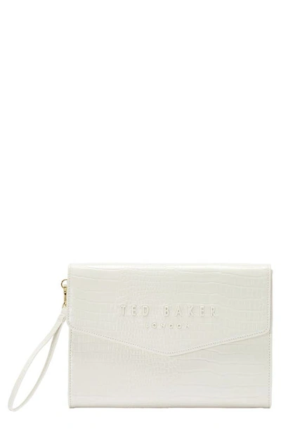 Ted Baker Womens Nude Crocey Croc-effect Faux-leather Clutch 1 Size