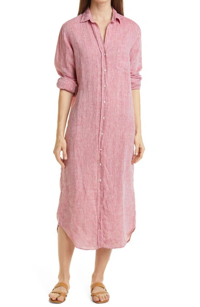 Frank & Eileen Rory Long Sleeve Linen Shirtdress In Red Lived In Linen