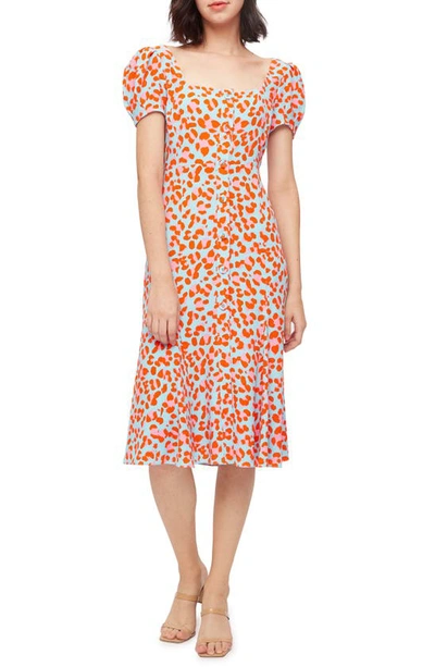 Dvf Elena Leopard Dress In Summer Leopard Medium Sky Blue