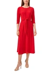 Chaus Embellished Tie Waist Midi Dress In Red