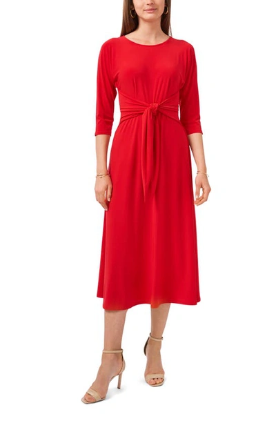 Chaus Embellished Tie Waist Midi Dress In Red