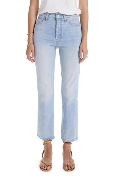 Mother The Ditcher High Rise Crop Straight Leg Jeans In Resting Beach Face In Blue
