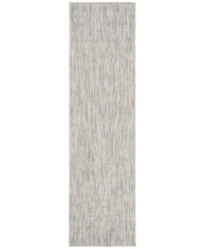 Safavieh Courtyard Cy8576 Grey And Turquoise 2'3" X 12' Sisal Weave Runner Outdoor Area Rug In Gray