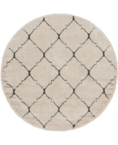 Bridgeport Home Fazil Shag Faz5 Ivory 8' X 8' Round Area Rug