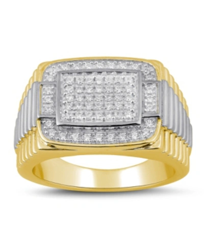 Macy's Men's Diamond Two-tone Cluster Ring (1/2 Ct. T.w.) In Sterling Silver Or 18k Gold Over Silver