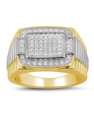 Macy's Men's Diamond Two-tone Cluster Ring (1/2 Ct. T.w.) In Sterling Silver Or 18k Gold Over Silver In White