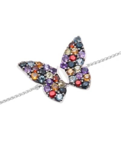 Macy's Multi-gemstone Butterfly Bolo Bracelet (7/8 Ct. T.w.) In Sterling Silver