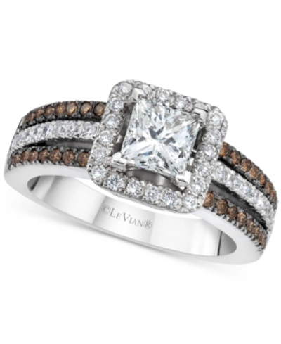 Le Vian Vanilla Diamond (1-1/4 Ct. T.w.) & Chocolate Diamond (1/4 Ct. T.w.) Princess Halo Multirow Ring In 1 In White Gold