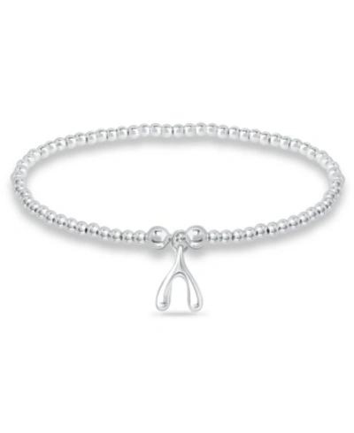 Macy's Bead Wish Bone Charm Bracelet In Silver Plate