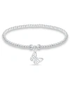Macy's Bead Butterfly Charm Bracelet In Silver Plate In Silver
