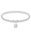 Macy's Bead Apple Charm Bracelet In Silver Plate In Silver