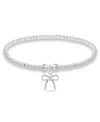 Macy's Bead Bow Charm Bracelet In Silver Plate In Silver