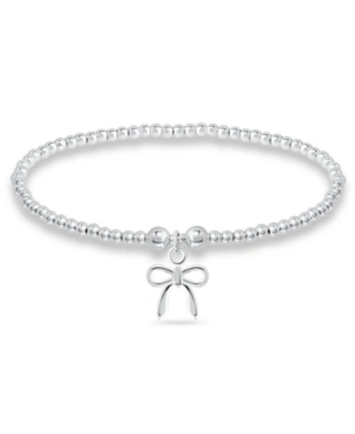 Macy's Bead Bow Charm Bracelet In Silver Plate