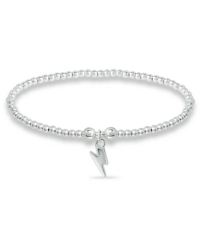 Macy's Bead Thunder Bolt Charm Bracelet In Silver Plate