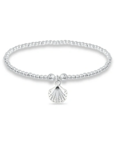Macy's Bead Sea Shell Charm Bracelet In Silver Plate