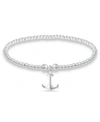 Macy's Bead Anchor Charm Bracelet In Silver Plate In Silver