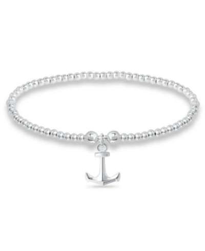 Macy's Bead Anchor Charm Bracelet In Silver Plate