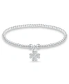 Macy's Bead Flower Charm Bracelet In Silver Plate In Silver