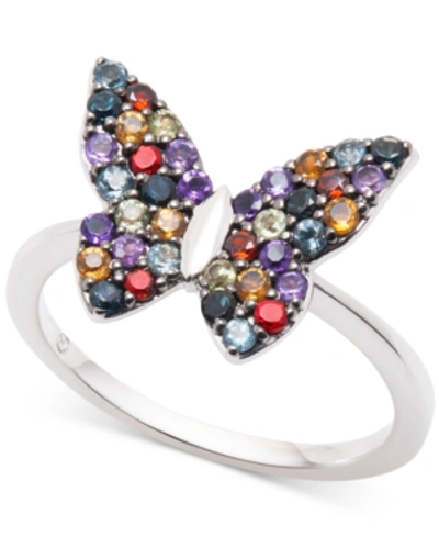 Macy's Multi-gemstone Butterfly Statement Ring (7/8 Ct. T.w.) In Sterling Silver