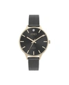 American Exchange Women's Genuine Diamond Rose Gold-tone Accents Black Metal Strap Analog Watch 33.5mm In Black