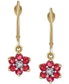 Macy's Ruby (1-1/5 Ct. T.w.) & Diamond Accent Floral Drop Earrings In 14k Gold In Ruby