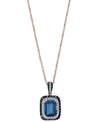 EFFY COLLECTION EFFY LONDON BLUE TOPAZ (2-1/5 CT. T.W.) & DIAMOND (1/3 CT. T.W.) 18" PENDANT NECKLACE IN 14K ROSE GO