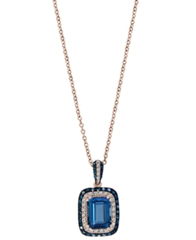 Effy Collection Effy London Blue Topaz (2-1/5 Ct. T.w.) & Diamond (1/3 Ct. T.w.) 18" Pendant Necklace In 14k Rose Go In Rose Gold