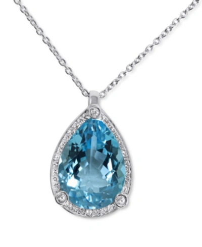 Macy's Blue Topaz (24 Ct. T.w.) & White Topaz (1/2 Ct. T.w.) 18" Pendant Necklace In Sterling Silver