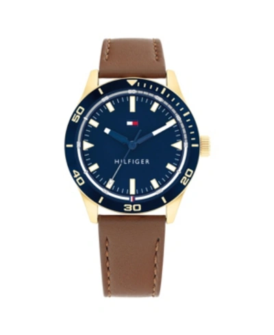 Tommy Hilfiger Men's Brown Leather Strap Watch 38mm