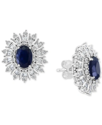 Effy Collection Effy Sapphire (1/3 Ct. T.w.) & Diamond (1/3 Ct. T.w.) Stud Earrings In 14k White Gold. (also Availab
