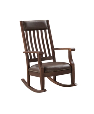Acme Furniture Raina Rocking Chair In Brown Polyurethane And Walnut Finish