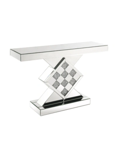 Acme Furniture Noralie Console Table In Mirrored And Faux Diamonds