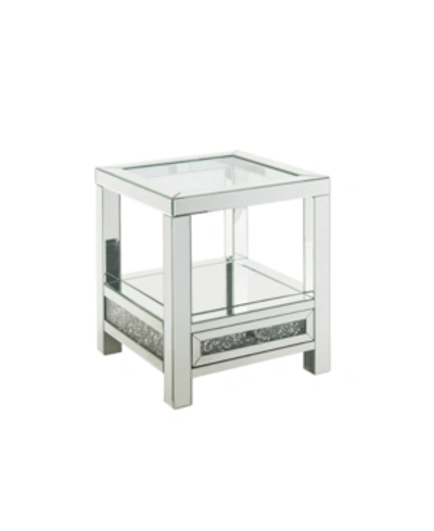 Acme Furniture Noralie End Table In Mirrored And Faux Diamonds