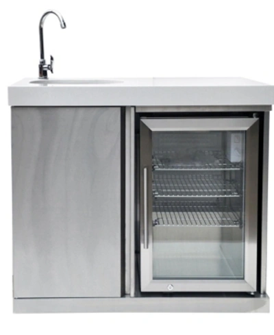 Mont Alpi Outdoor Kitchen Stainless Steel Sink And Fridge In Silver-tone