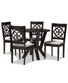 Baxton Studio Leda Modern And Contemporary Fabric Upholstered 5 Piece Dining Set In Gray