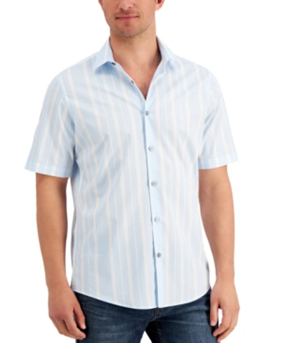 Alfani Men's Vertical Striped Shirt, Created For Macy's In Nantucket Breez
