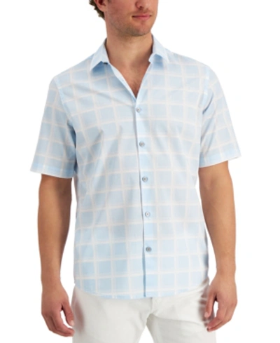 Alfani Men's Windowpane Shirt, Created For Macy's In Nantucket Breez