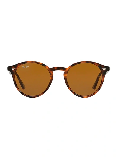 Ray Ban Tortoise Round Frame Sunglasses In Brown