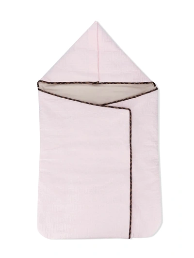 Fendi Embroidered Ff Cotton Foldover Blanket In Pink