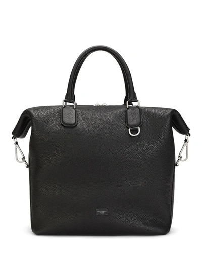 Dolce & Gabbana Soft Leather Holdall In Black