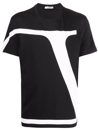 Valentino V-logo Print Cotton-jersey T-shirt In Nero