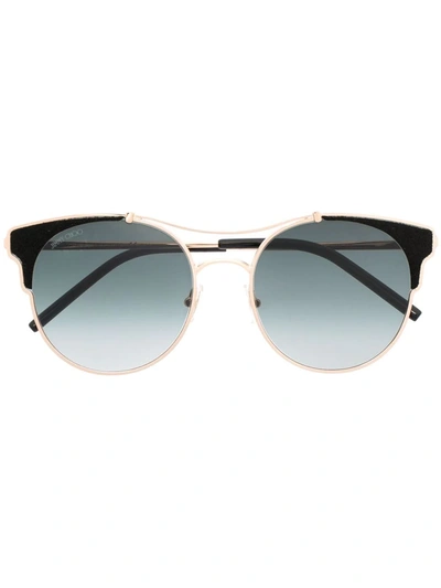 Jimmy Choo Lues Round Frame Sunglasses In Gold