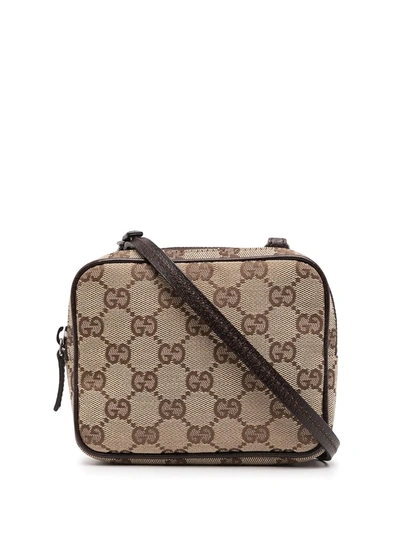 Pre-owned Gucci 2000s Gg Pattern Crossbody Bag In Brown