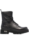 Cult Chunky Leather Boots In Black