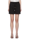 Theory Linen-blend High-waisted Shorts In Black