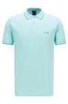 Hugo Boss - Slim Fit Polo Shirt In Stretch Piqu With Curved Logo - Light Blue