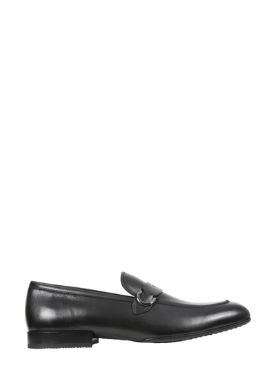 Ferragamo Loafers With Logo And Hooks In Black