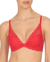 Natori Feathers Contour Plunge Lace-trim Bra 730023 In Stoplight