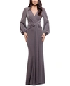 Betsy & Adam Joyce Metallic Knit Gown In Taupe,silver