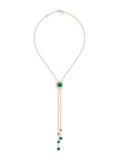 Piaget Possession 18ct Rose-gold, 0.35ct Diamond And 10.07ct Malachite Pendant Necklace In Rose Gold